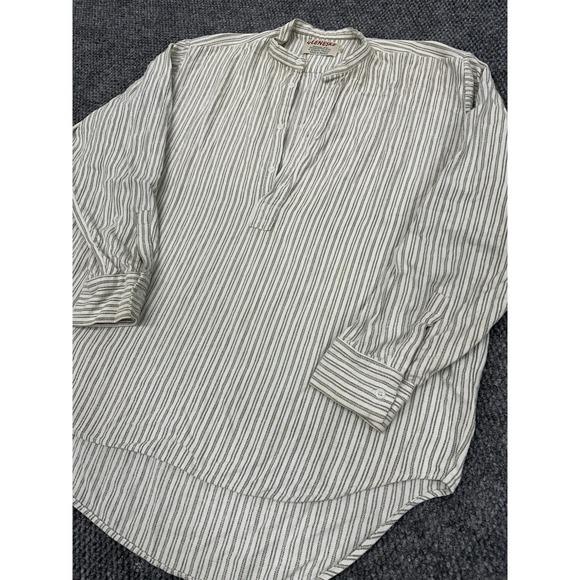 Gleneske Large Irish Grandfather Shirt White Green Stripe Cotton Made In Ireland - Picture 2 of 8